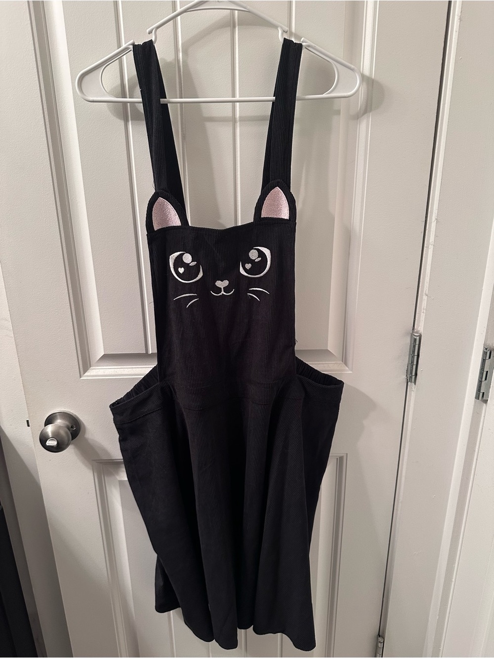 ROMWE Black Cat Pinafore Dress with Pink Ear Accents